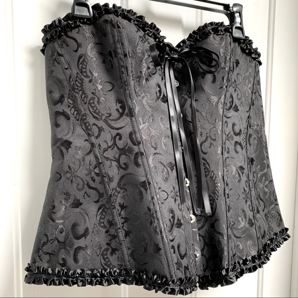 Leg Avenue Black Brocade Strapless Corset Top Boning Plus Size 3X